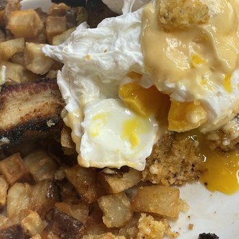 Egg - So delicious Pork Belly Cornbread Benedict - Breakfast & Brunch Near Me - Saint Louis, Missouri Egg - So delicious Pork Belly Cornbread Benedict - Breakfast & Brunch Near Me - Saint Louis, Missouri