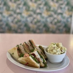 Korth's Pirates Lair Cafe - Club sandwich and potato salad