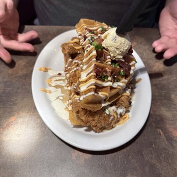Huckleberry's Breakfast & Lunch - Stacked Chicken & Waffles - Breakfast & Brunch Near Me - Sachse, Texas Huckleberry's Breakfast & Lunch - Stacked Chicken & Waffles - Breakfast & Brunch Near Me - Sachse, Texas