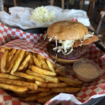 Katsu Burger - Tokyo Classic Burger with an extra pork patty and curry fries - Japanese Near Me - Seattle, Washington