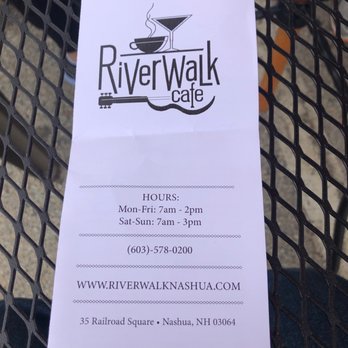 Riverwalk Cafe - Menu - Cafes Near Me - Nashua, New Hampshire Riverwalk Cafe - Menu - Cafes Near Me - Nashua, New Hampshire