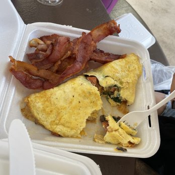 Aiea Pancake House - Koa omelette and side bacon. - Breakfast & Brunch Near Me - Aiea, Hawaii