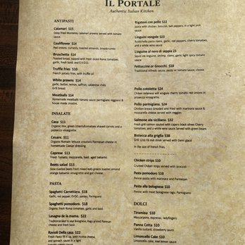 IL Portale - Our current menu for grand opening - Italian Near Me - Mountain View, California