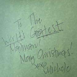USPS - A employee name michelle wrote this to my husband who use to be the mail carrier on this route.