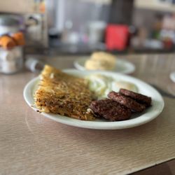 Lois the Pie Queen - Hash browns, veggie sausage and eggs