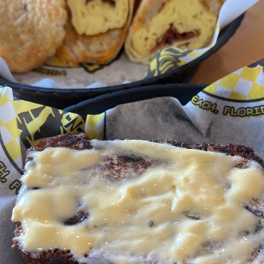 Juice 'N Java Cafe - All American burrito and slice of grilled coffee bread - Coffee & Tea Near Me - Cocoa Beach, Florida Juice 'N Java Cafe - All American burrito and slice of grilled coffee bread - Coffee & Tea Near Me - Cocoa Beach, Florida