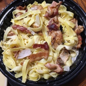 Caffe Amici - Fettuccine carbonara with bacon instead of the listed ingredient (prosciutto) - Pizza Near Me - Selden, New York