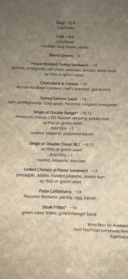 Menu photo 6 Bar Virgile Durham, NC