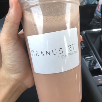 Uranus 27 - Strawberry matcha milk tea with grass jelly - Bubble Tea Near Me - Upland, California