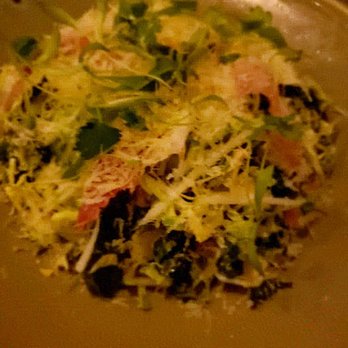 Señor Bear - Kale and Brussels salad with Speck and Parmesan on top - Latin American Near Me - Denver, Colorado Señor Bear - Kale and Brussels salad with Speck and Parmesan on top - Latin American Near Me - Denver, Colorado