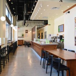 Pitango Gelato & Coffee - Interior big open cafe space for studying with laptops