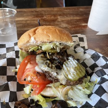 Hubcap Grill - Mushroom Swiss Burger - Burgers Near Me - Galveston, Texas Hubcap Grill - Mushroom Swiss Burger - Burgers Near Me - Galveston, Texas