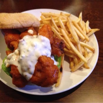 Brass Monkey - Buffalo chicken sandwich with fries - Bars Near Me - Providence, Rhode Island