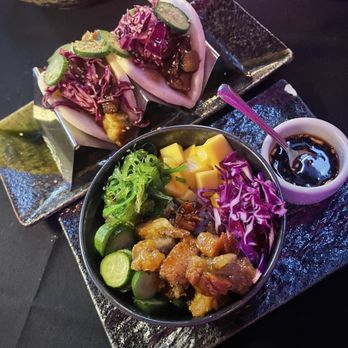Geisha - pork belly bao, pork belly bowl - Sushi Bars Near Me - Brea, California