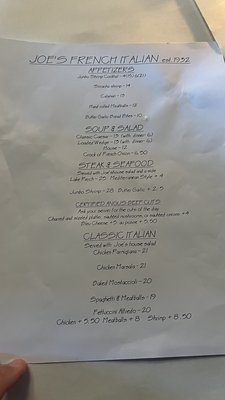 Menu photo 1 Joe's French-Italian Monroe, MI Menu photo 1 Joe's French-Italian Monroe, MI
