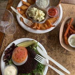Buckhorn Bar & Grill - Black bean burger and fried shrimp