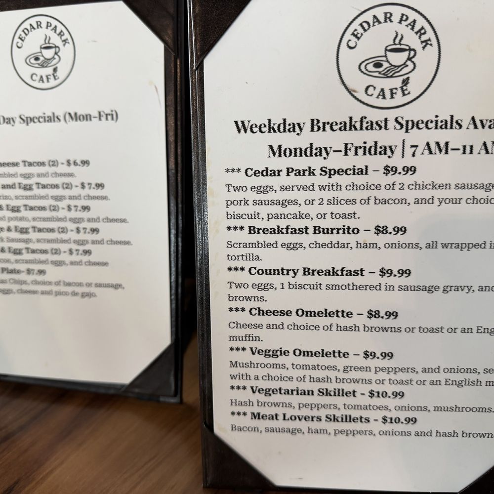 Cedar Park Cafe - Current specials, good deals. - Breakfast & Brunch Near Me - Cedar Park, Texas