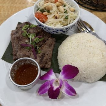 Hollywood Noodle House - Hollywood tiger with sticky rice and papaya salad - Thai Near Me - Arcadia, California Hollywood Noodle House - Hollywood tiger with sticky rice and papaya salad - Thai Near Me - Arcadia, California