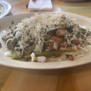 Taqueria La Espuela - Huarache with nopales and shrimp - Mexican Near Me - Mountain View, California Taqueria La Espuela - Huarache with nopales and shrimp - Mexican Near Me - Mountain View, California