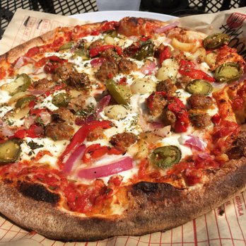 MOD Pizza - Sausage, roasted red pepper, jalapeño, ricotta cheese, red onion and garlic. - Pizza Near Me - Naperville, Illinois