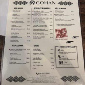 Gohan - Lunch menu - Japanese Near Me - Honolulu, Hawaii
