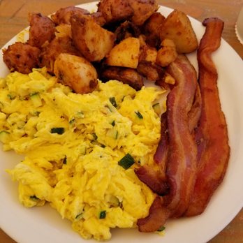 Mrs. Olson's Coffee Hut - Bacon and Eggs, but added zuchini. - American Near Me - Oxnard, California