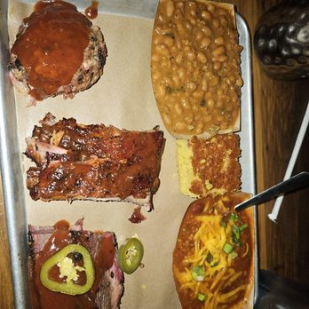 Dinosaur Bar-B-Que - Tres plate, pulled pork, ribs beef ok - Barbeque Near Me - Syracuse, New York