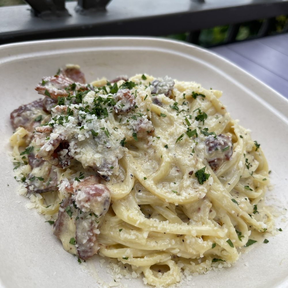 Olive Seed Cafe - Carbonara Spaghetti - Breakfast & Brunch Near Me - Yorba Linda, California