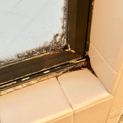 Vizcaya - Shower door mold and dirt.