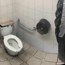 Marlin Food Stores - This is their bathroom. Someone had written, "stand close to the toilet. The next guy is barefoot." on The toilet.