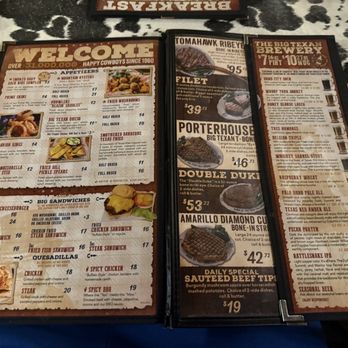 The Big Texan Steak Ranch - Food Menu (4 Sides) Including Breakfast 8am to 11am - Steakhouses Near Me - Amarillo, Texas The Big Texan Steak Ranch - Food Menu (4 Sides) Including Breakfast 8am to 11am - Steakhouses Near Me - Amarillo, Texas