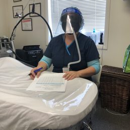 Coraly, and her PPE. Coraly, and her PPE.