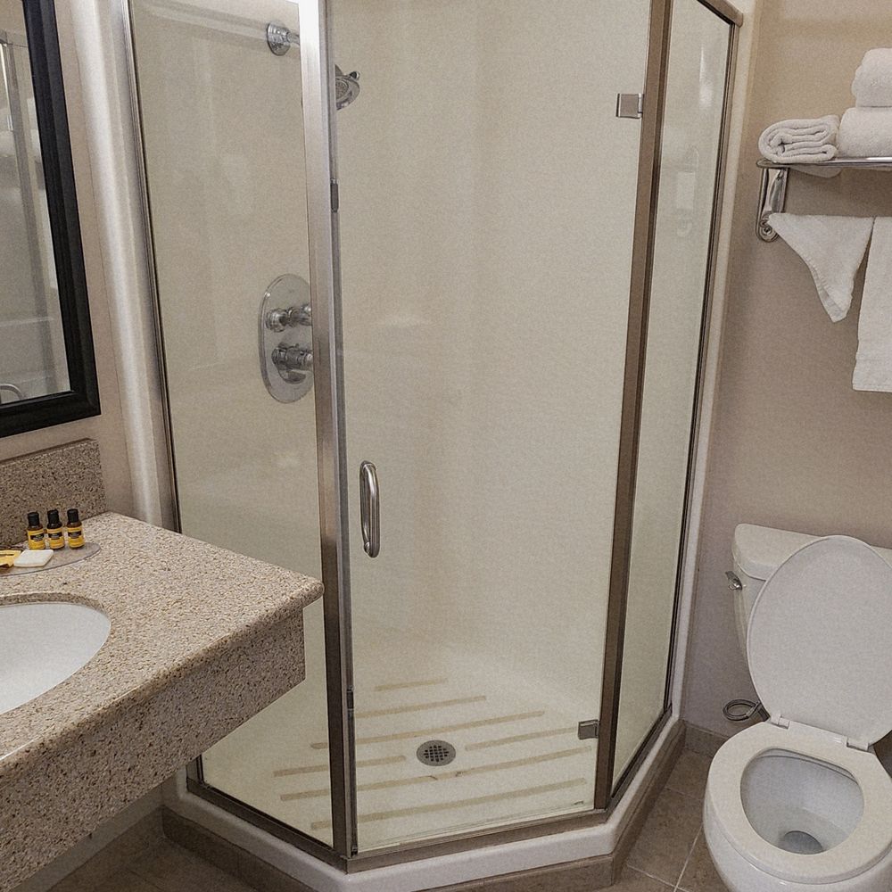Raincross Hotel - Our bathroom was small, NOT ornate, but well designed. Plenty of towels and toilet paper. - Hotels Near Me - Riverside, California Raincross Hotel - Our bathroom was small, NOT ornate, but well designed. Plenty of towels and toilet paper. - Hotels Near Me - Riverside, California