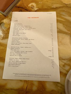 Menu photo 2 The Barbary Nottinghill London, XGL