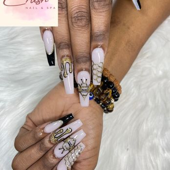 Crush Nails & Spa - Freestyle set with bees - Nail Salons Near Me - San Antonio, Texas Crush Nails & Spa - Freestyle set with bees - Nail Salons Near Me - San Antonio, Texas