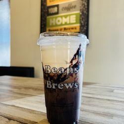 Beans & Brews Coffee House - Double shot in 24oz cup with extra ice. Chocolate drizzle, hazelnut espresso, toasted marshmallow cold foam.
