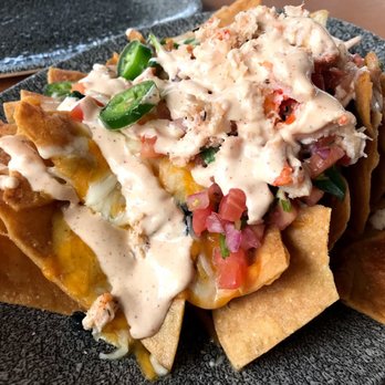 Lamplight Lounge - Close-up of the lobster nachos - New American Near Me - Anaheim, California