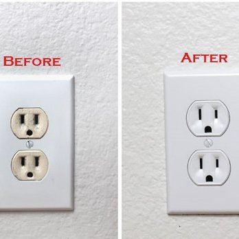 Axiom Handyman Solutions - before and after of an electrical outlet - Handyman Near Me Axiom Handyman Solutions - before and after of an electrical outlet - Handyman Near Me