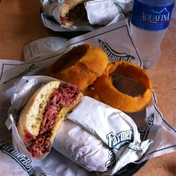Farmer Boys - Pastrami with onion rings. - Burgers Near Me - Perris, California Farmer Boys - Pastrami with onion rings. - Burgers Near Me - Perris, California