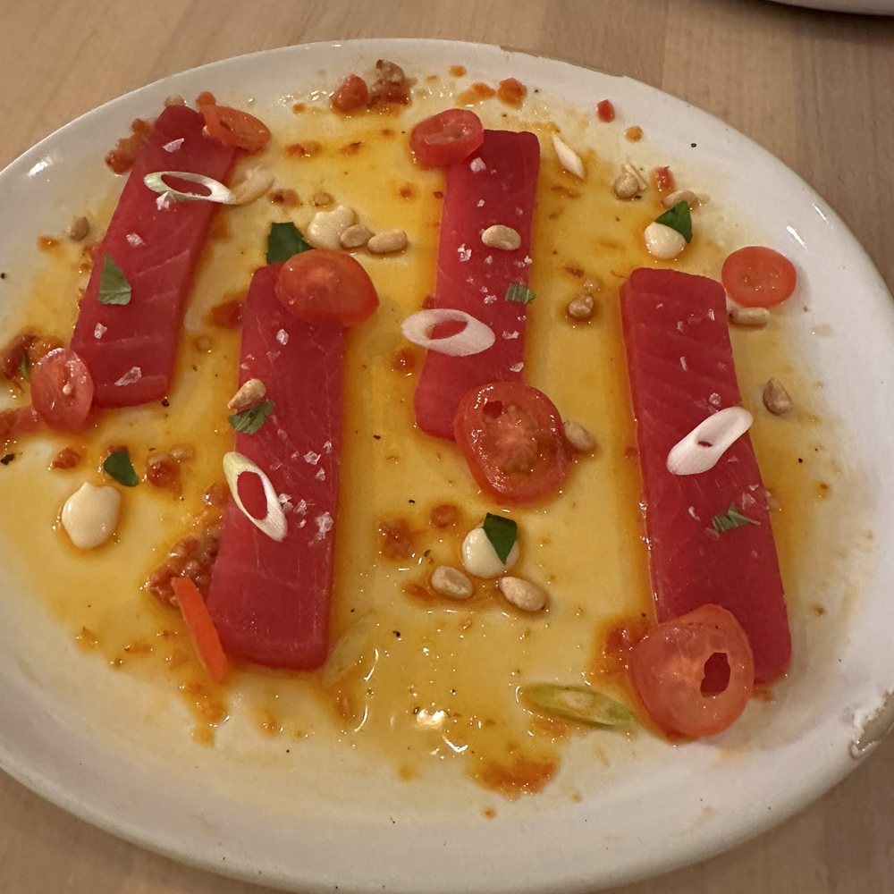 Tremolo Bar - Yellowfin tuna crudo- another must get! The accoutrements with it are so good! - Wine Bars Near Me - Middleburg, Virginia
