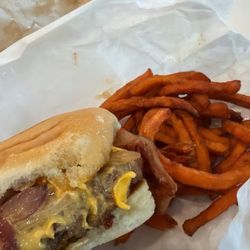 Big Rob's Burgers - Wrangler Burger!! Bbq sauce, bacon and grilled onions