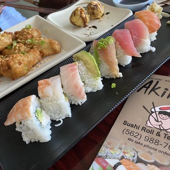 Akii Sushi - Garlic wings & Rainbow Roll - Japanese Near Me - Long Beach, California