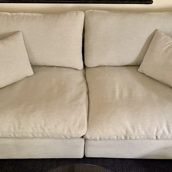 Nancy's Design - Weird throw pillows that were not commissioned, and squared off corners on the duplicate rear cushion. - Interior Design Near Me - Thousand Oaks, California