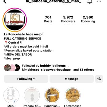 La Ponceña Catering Y Mas - the menu - Do-It-Yourself Food Near Me