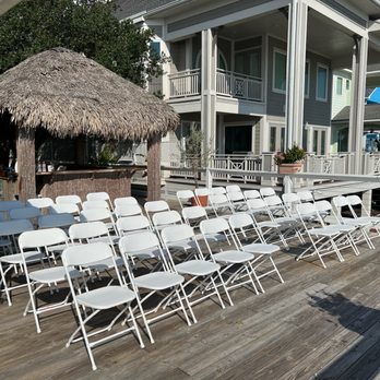 All Occasions Event Rental - White Plastic Foldout Chairs - Balloon Services Near Me - Webster , Texas