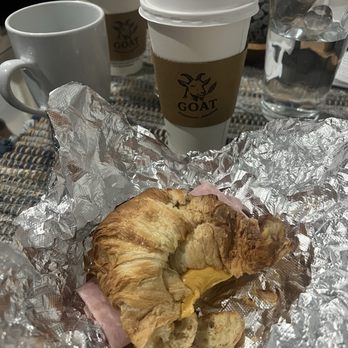 Goat Argentinian Bakeshop - Ham and cheese (Croissant or Medialuna) Hot Latte - Coffee & Tea Near Me - New York, New York Goat Argentinian Bakeshop - Ham and cheese (Croissant or Medialuna) Hot Latte - Coffee & Tea Near Me - New York, New York