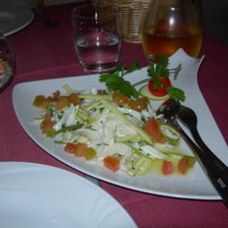 Il Corallo - July 10 2014; Cuttlefish with crispy vegetables/Seppia con verdure croccanti (zucchini e pomodori verdi).