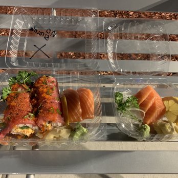 Sen Dai Sushi - Sendai Roll (No Sriracha Sauce), Salmon (Sake) Nigiri, Salmon (Sake) Sashimi - Japanese Near Me - Milpitas, California Sen Dai Sushi - Sendai Roll (No Sriracha Sauce), Salmon (Sake) Nigiri, Salmon (Sake) Sashimi - Japanese Near Me - Milpitas, California