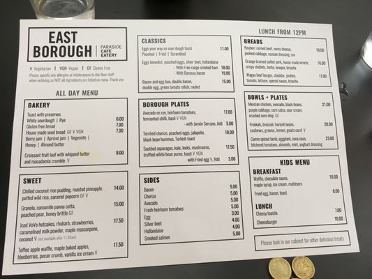 Menu photo 2 East Borough Adelaide, SA Menu photo 2 East Borough Adelaide, SA