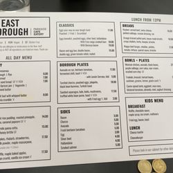 East Borough - Menu